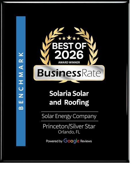 BusinessRate Best of 2026 · Solaria Solar and Roofing · Princeton/Silver Star, Orlando FL
